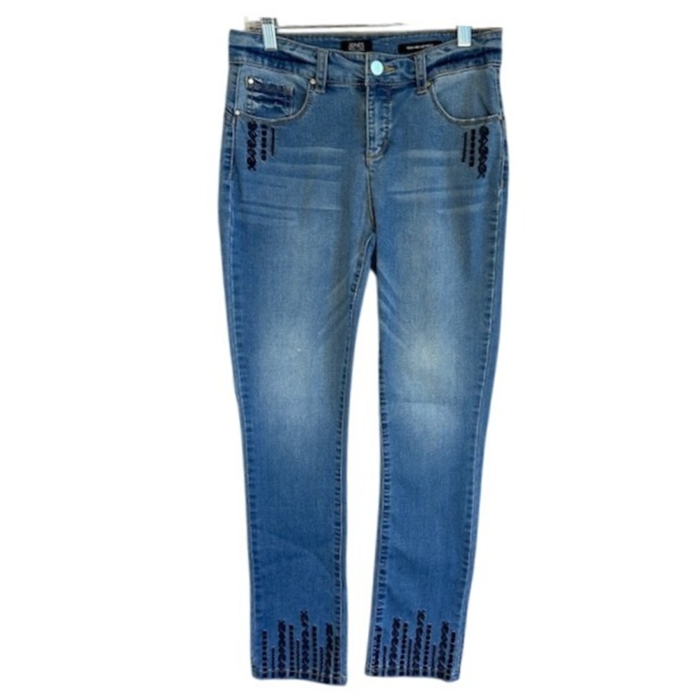 Jones New York Signature Women's Madison Slim Ankle Jeans Size 4 Embroidered